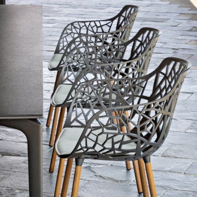 Krzesło aluminiowe z drewnem Iroko - Forest Fast SPA Design